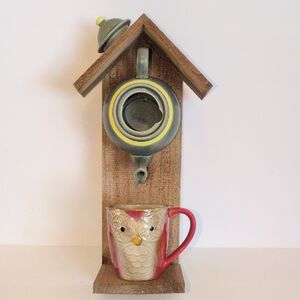 Rustic Wooden Handcrafted Bird Feeder Fluffy The Owl
